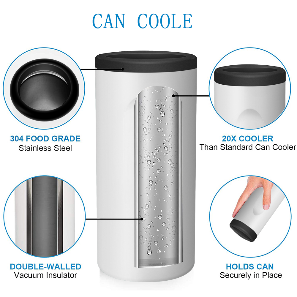High Quality Reusable Insulated Double Wall Shaped Beer Can Cooler Steel Stainless Steel Can Cooler Cola