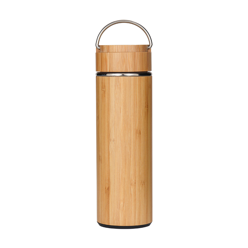 480ML Double wall stainless steel liner bamboo thermos coffee Vacuum Insulated Flask With Tea Infuser And Strainer